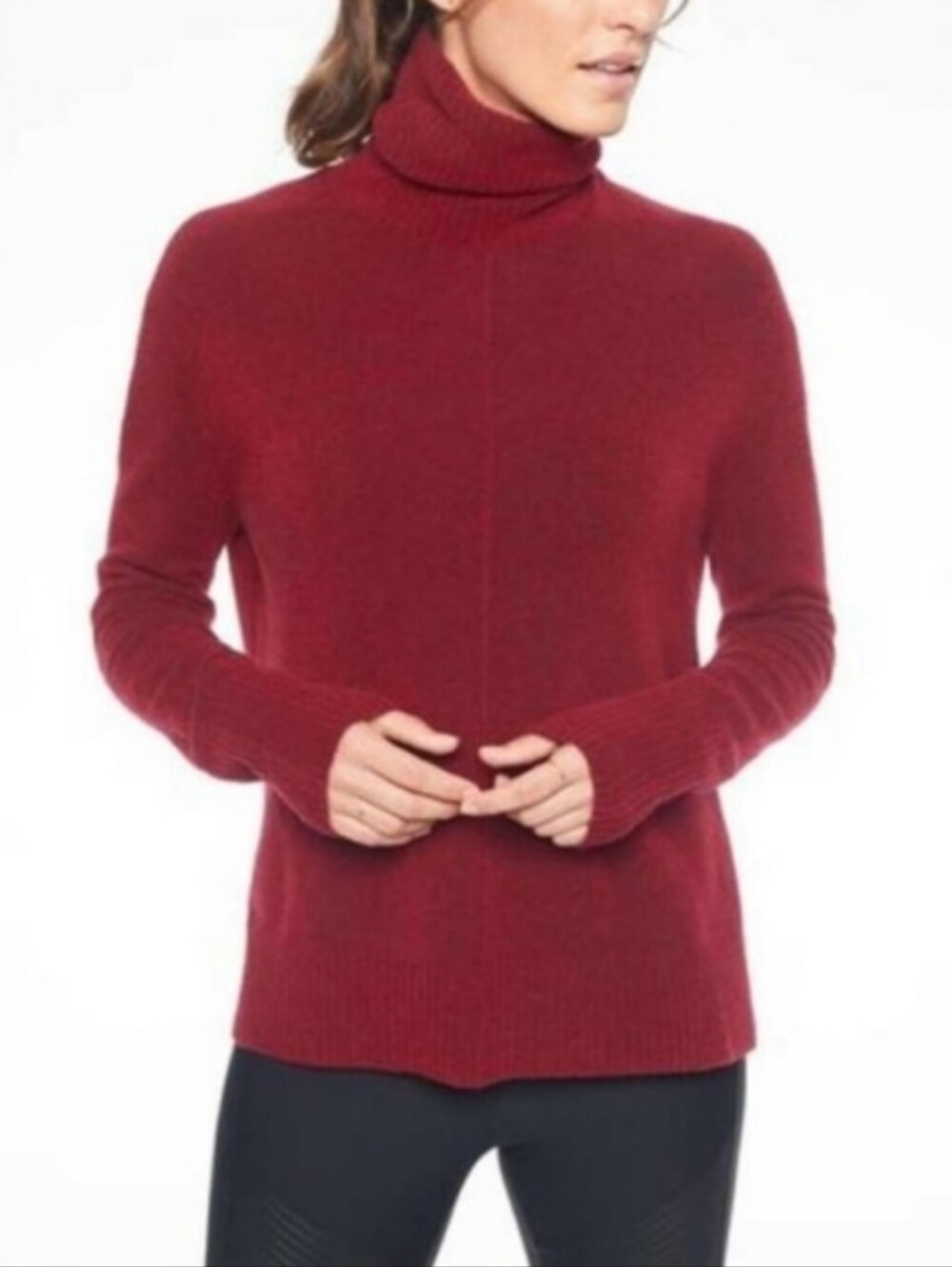 Athleta Red Transit Turtleneck Knit Sweater Womens Small